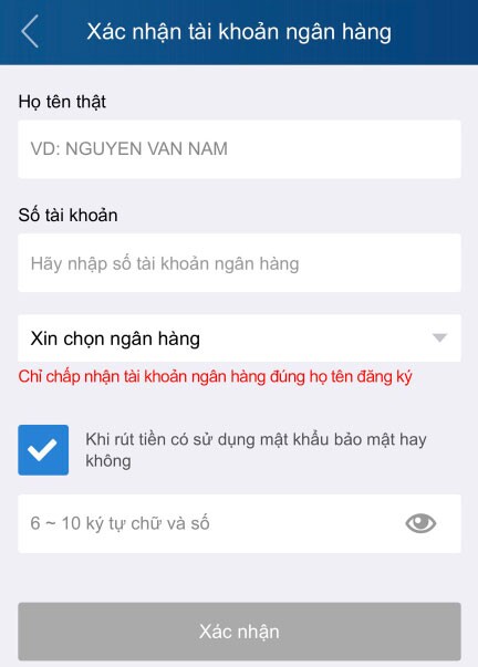 bổ sung thông tin hội viên